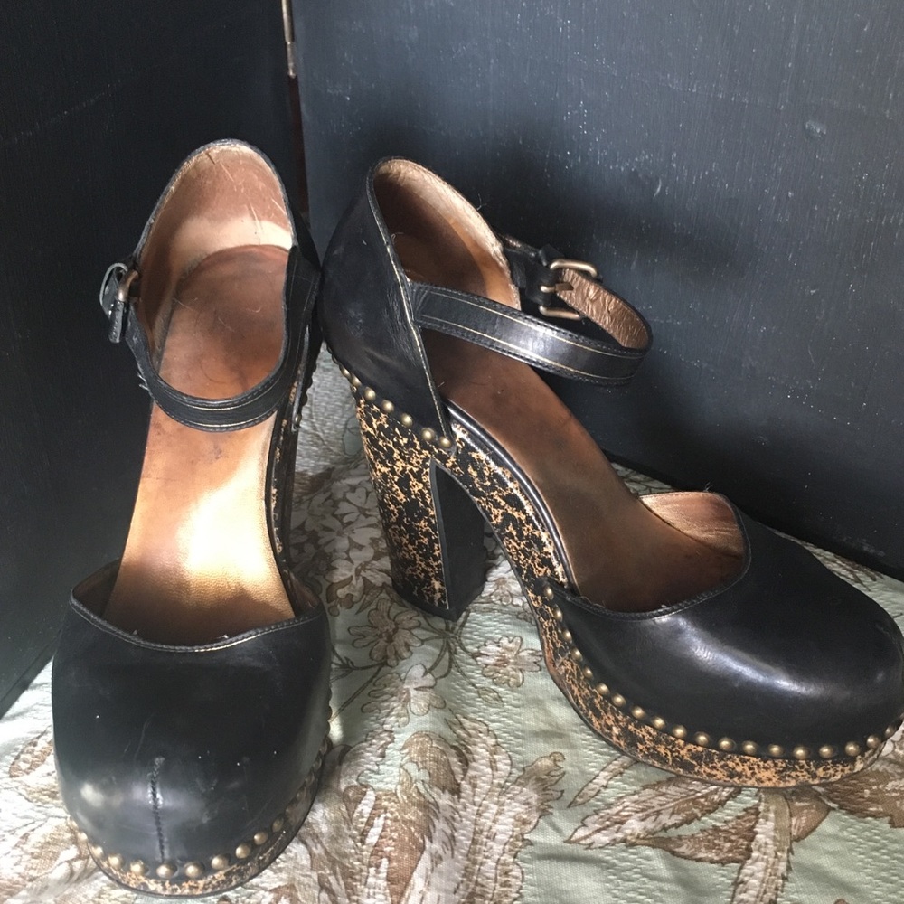 Prada Black Stacked Platform Heels